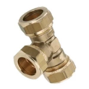 Messing knelfitting T-Stuk verloop Ø28 x Ø22 x Ø22