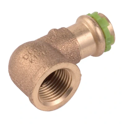 Persfitting koper contour-V kniekoppeling 90° 15x¾"