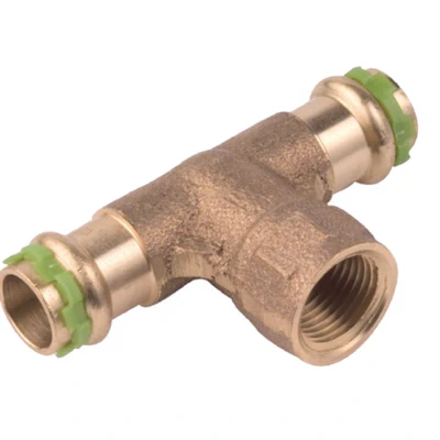 Persfitting koper contour-V verloop T-stuk 12x½"x12mm