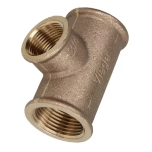 Brons (Viega) T-stuk verloop 1" x 1" x ½" bi