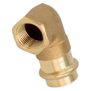Persfitting brons contour-V knie 12mm x ½" bi