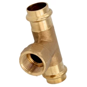 Brons persfitting contour-V T-stuk 12mm x ½" x 12mm