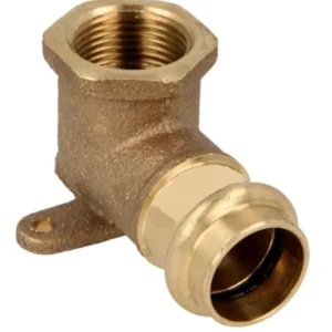 Brons persfitting muurplaat contour-V 12mm x ½" bi
