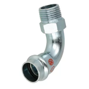 Persfitting staal contour-V verloopbocht 90° 15mm x ½ bu
