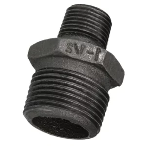 Gietijzer dubbele nippel verloop 1" x ½"