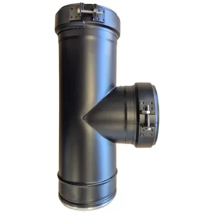 T-stuk DW RVS Ø100-Ø150 met condensdop